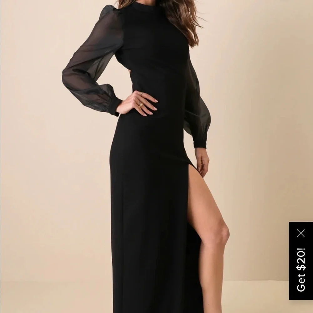 Lulus Seeking Sophistication Black Backless Balloon
Sheer Sleeve Maxi Dress, XL - Picture 13 of 13